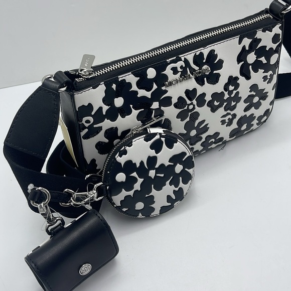 MICHAEL KORS Jet Set Sm Sequined Floral Print Crossbody Bag with Case for Apple - Picture 4 of 16